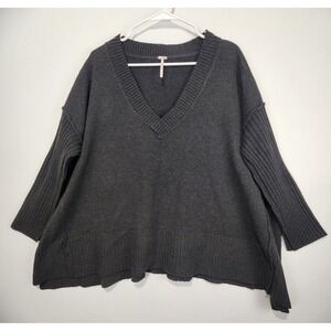 Free People Women's Oversize Cozy Knit Sweater Drak Gray Size S